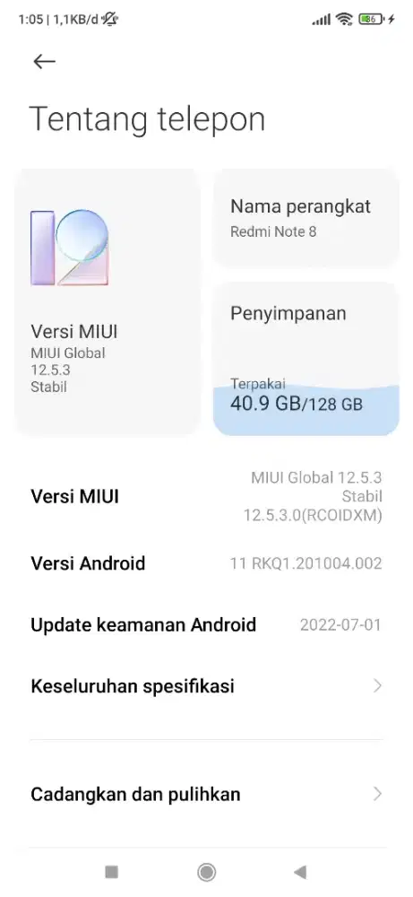 xiomi Redmi Note 8 Snapdragon 665 jos pakaian main game ram 6/128