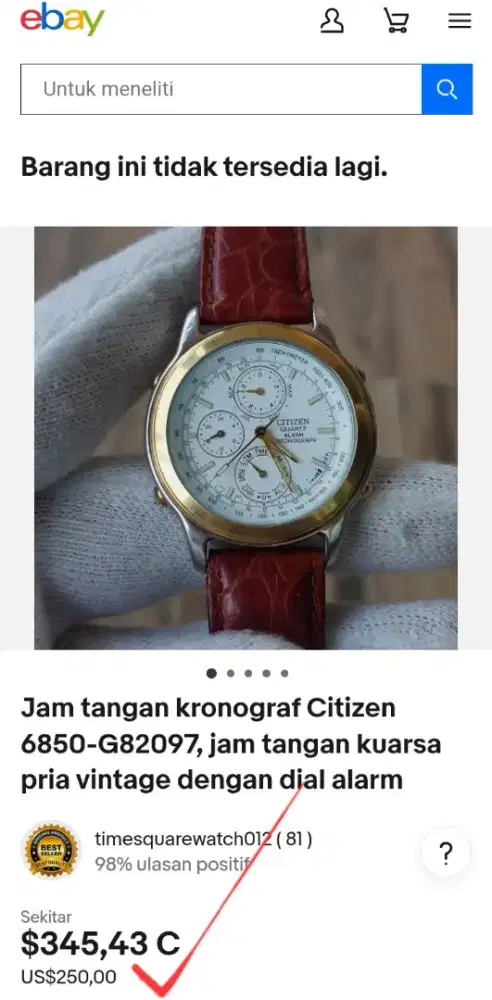 Vintage CITIZEN ALarm Chronograph 6850 Timer WR50M OriginaL