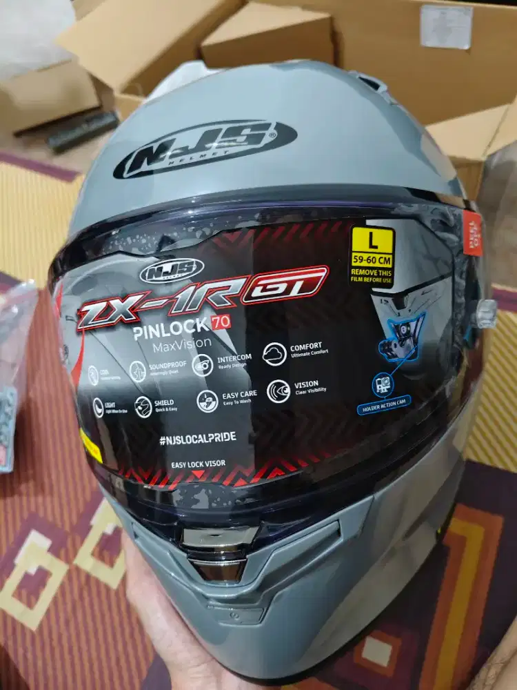 Helm NJS ZX1R GT Grey abu-abu ukuran L Second Like New Bekas