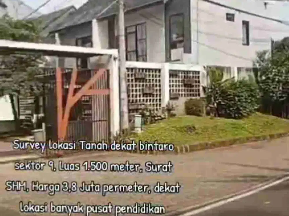 Dijual tanah dekat Bintaro Sektor 9 dan Sekolah Global Bintaro, 1500 m2, SHM