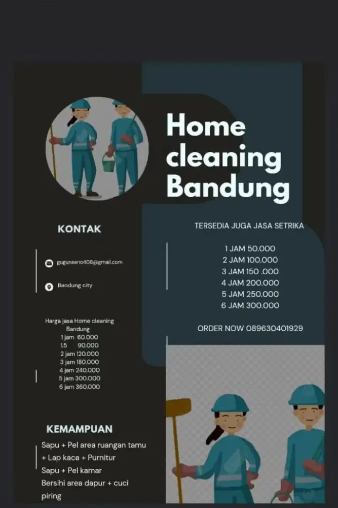 Jasa bersih 2 rumah ,kost,studio,apartemen,jasa penitipan anak
