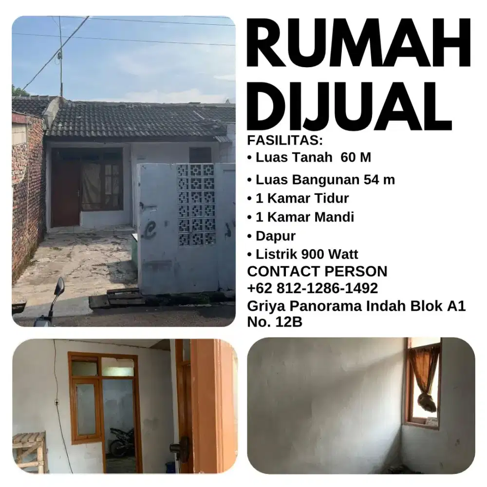 Rumah murah 1 (kamar tidur) di Griya Panorama Indah, 60 m²