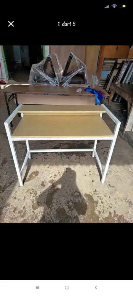 Meja belajar dari besi kuat bahan multiplak ukuran 120x60