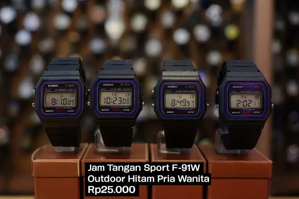 Jam Tangan Sport F-91W Outdoor Hitam Laki Perempuan Murah Meriah