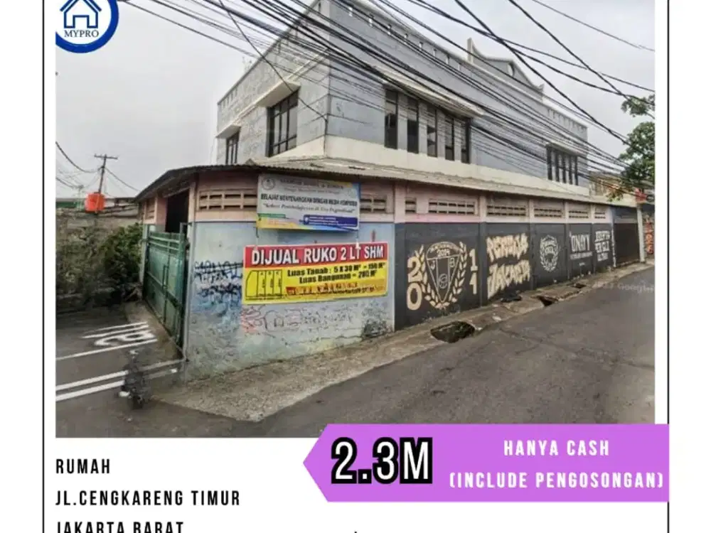 MURAH RUMAH / RUANG USAHA DI JATI - CENGKARENG TIMUR UKR 375 M2 HANYA CASH (SDH INCLUDE PENGOSONGAN)