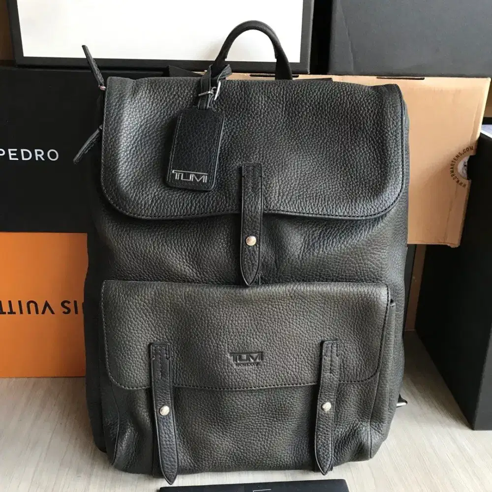 Tumi Sundance Leather Laptop Slim Bag Tas Backpack Hitam Original