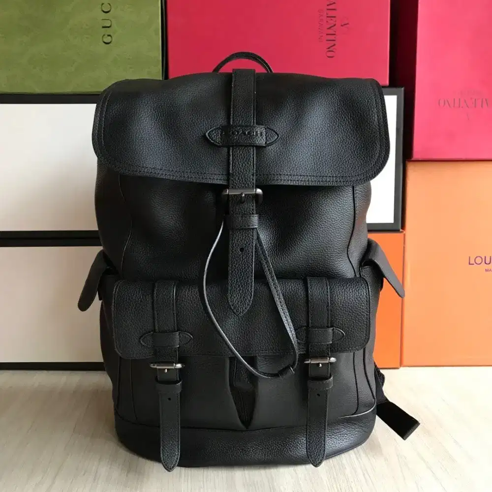Coach Hudson Leather Laptop Bag Backpack Hitam Tas Original