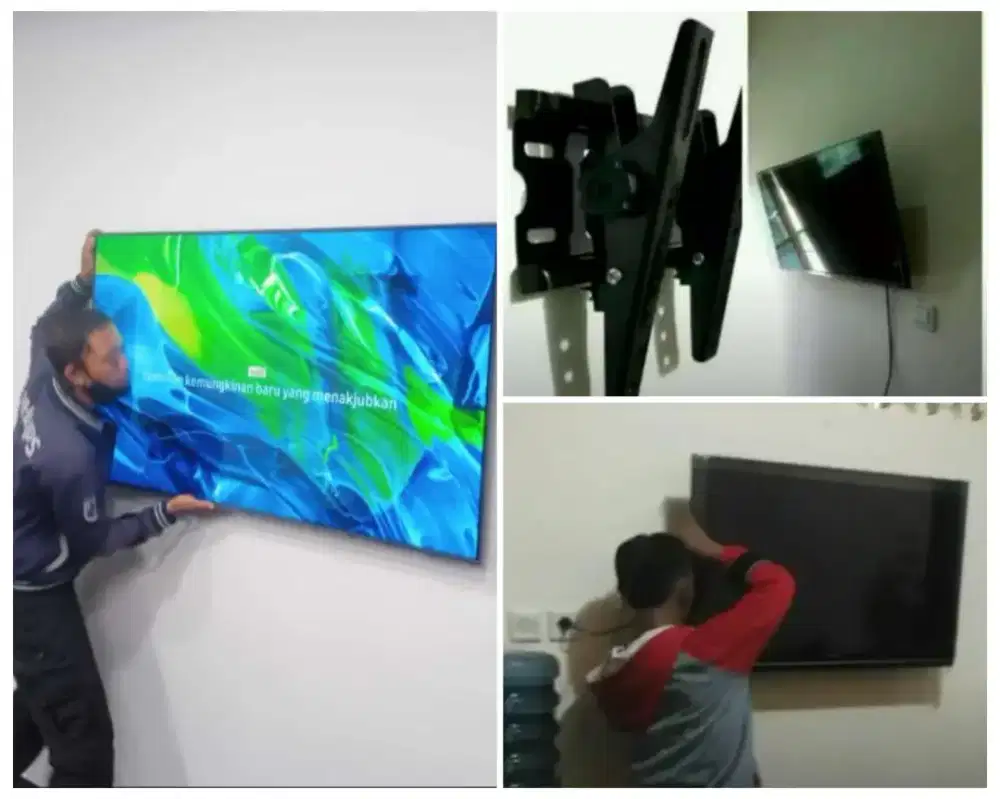 Pasangkan bracket dan Braket +pasang terimarapih breket briket led tv