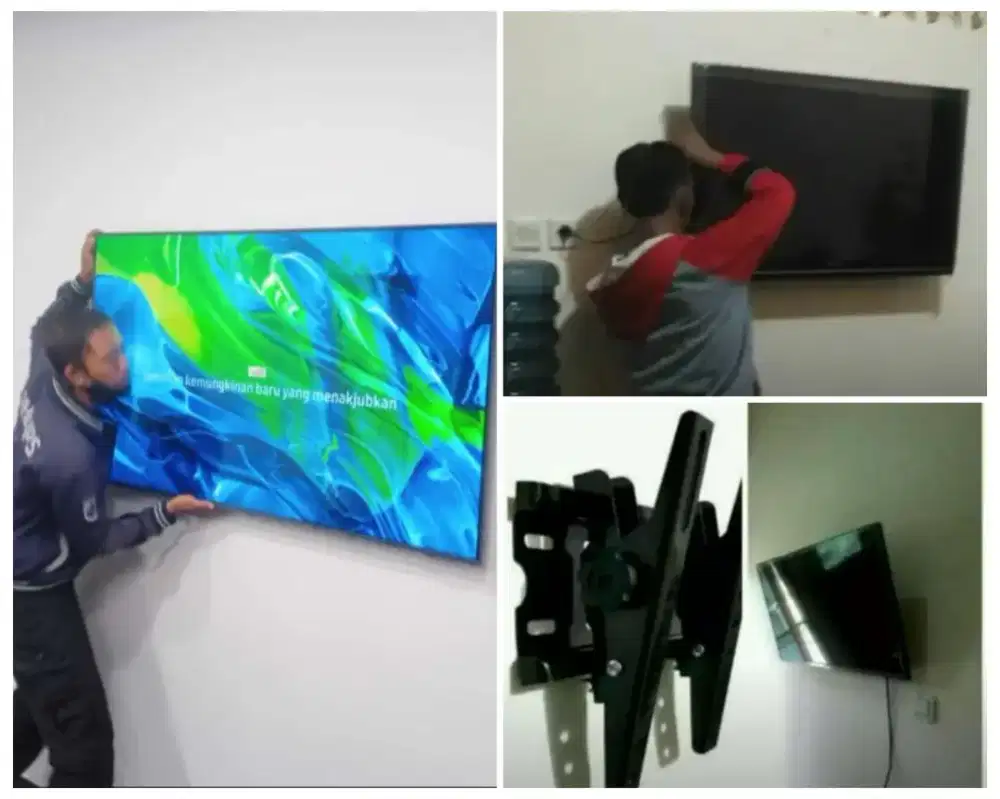 Pasangkan bracket dan Braket +pasang terimarapih breket briket led tv