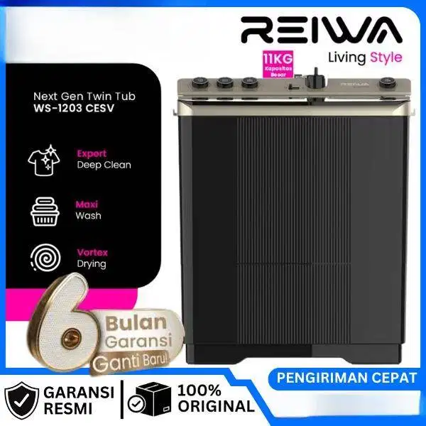 Mesin Cuci Reiwa 2 Tabung 11Kg  BLACK SERIES Next Gen Black  Edition