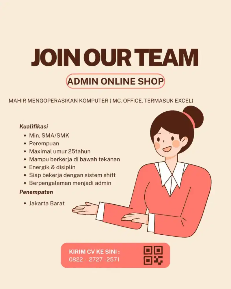 LOWONGAN PEKERJAAN ADMIN ONLINE SHOP