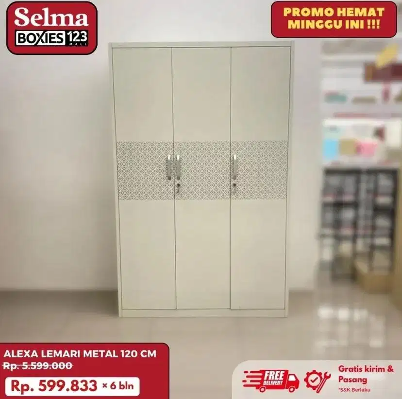 Lemari 3 pintu bahan besi promo selma