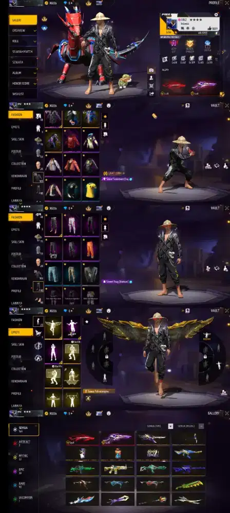 Jual akun FF spek bandel Genji on topi jerami on SG evo