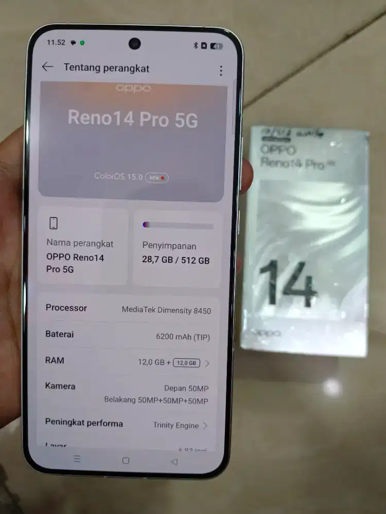 OPPO RENO 14 PRO 5G 12/512 MULUS FULLSET ORIAN