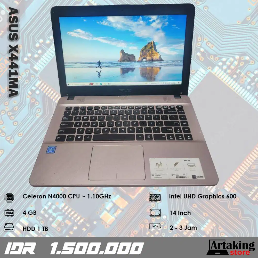 Asus X441MA - Celeron N4000 - Ram 4 GB - Normal Siap Pakai
