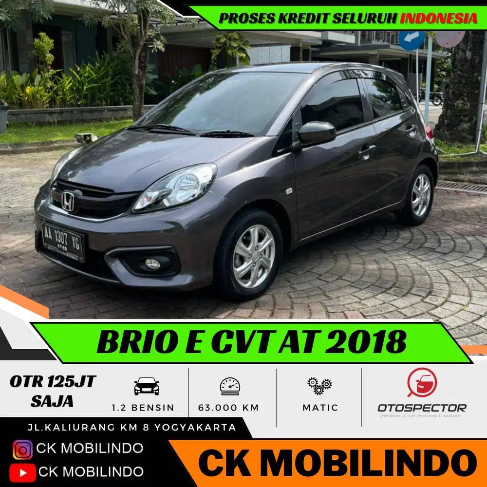 (Km63rb) Honda Brio E CVT Matic 2018 Plat AA ISTIMEWA Kredit Murah