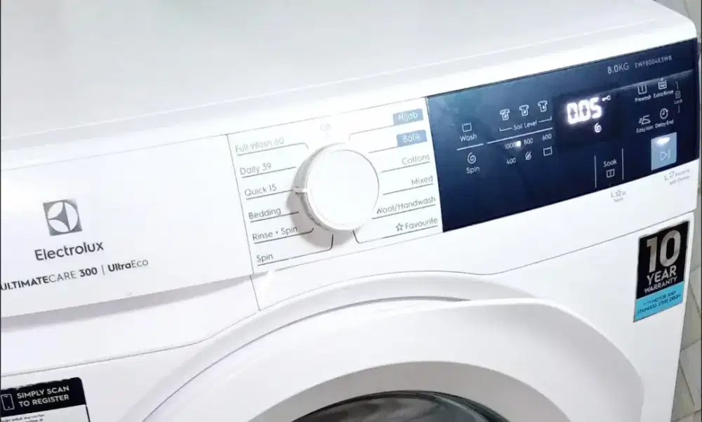 Mesin cuci Frontloading Electrolux 8kg EWF8004E3WB Like New