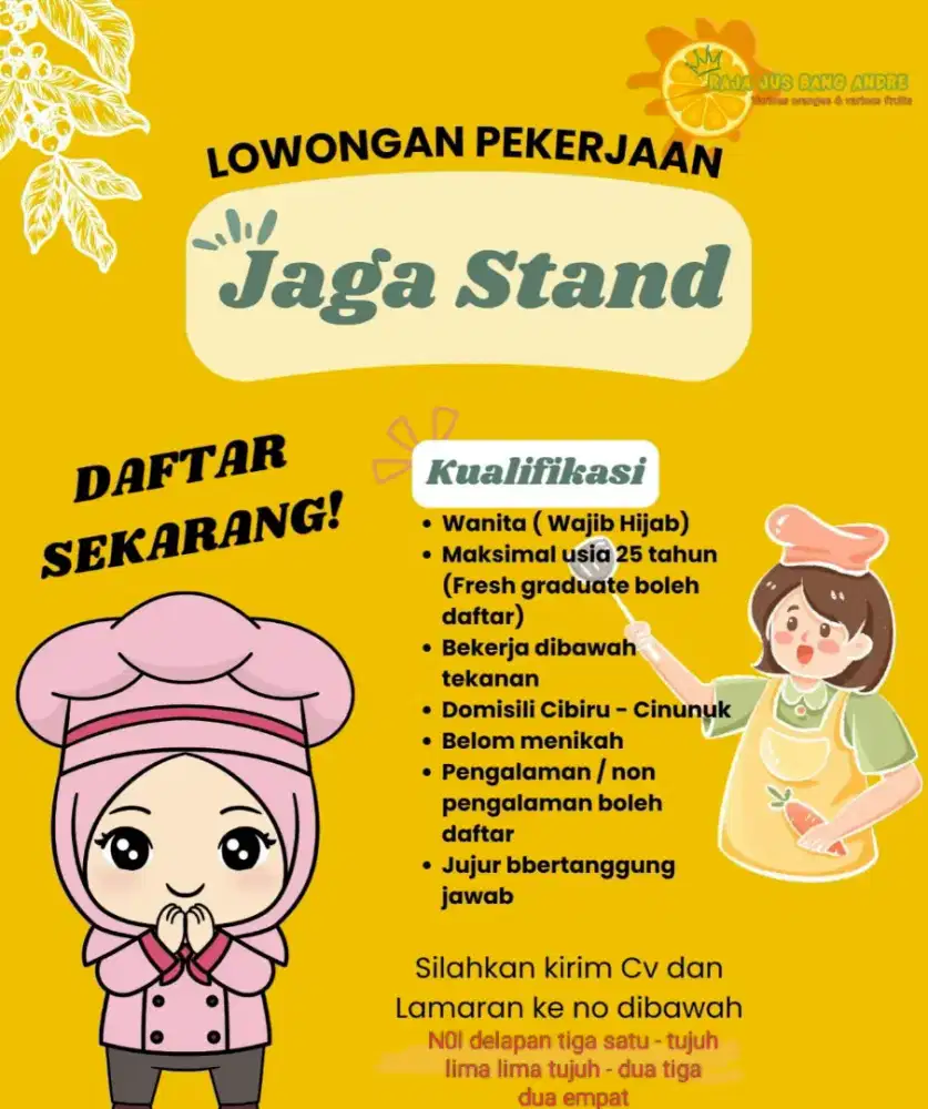 LOKER JAGA STAND JUS