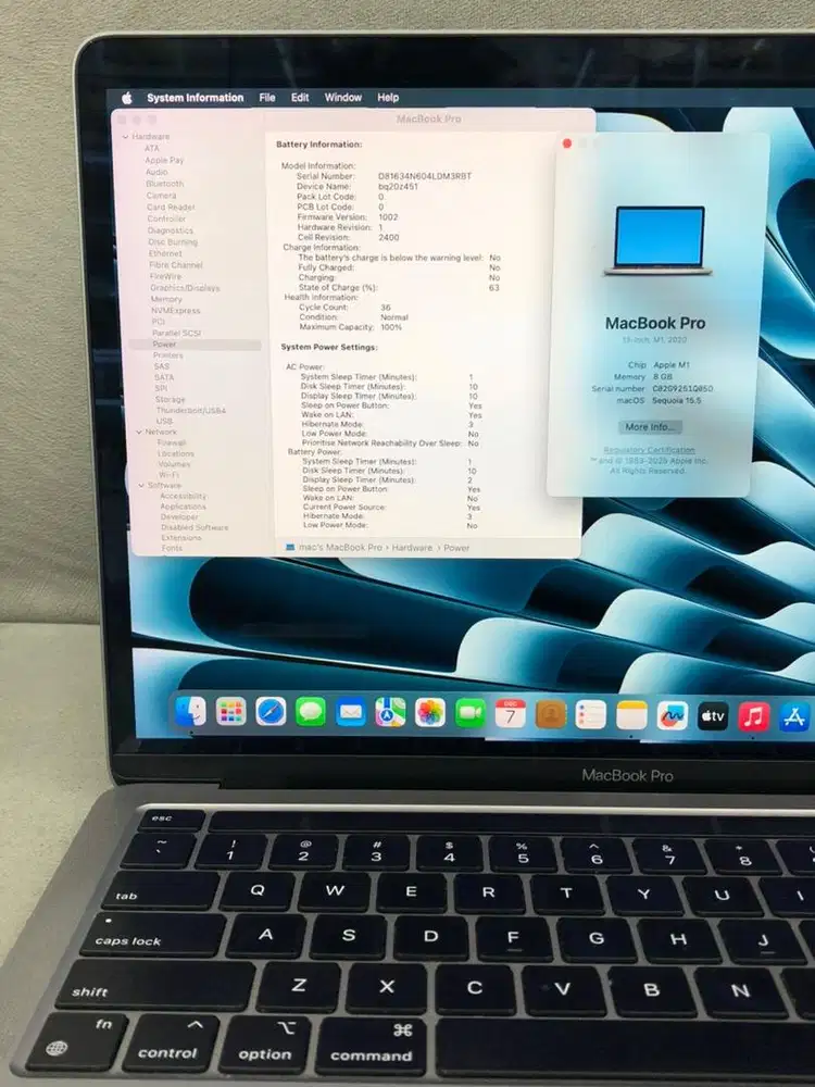 MACBOOK PRO 2020 M1 Ram 8/256 GB