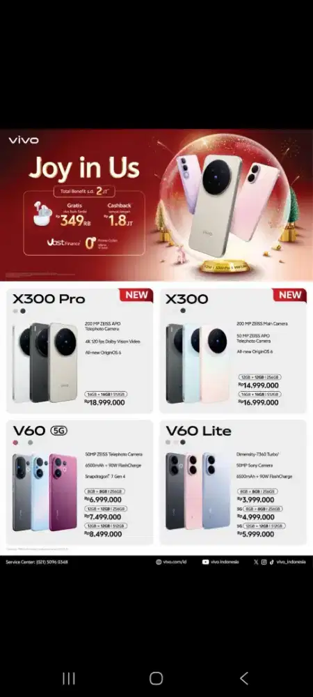 Vivo V60 5G cicilan homecredit 0% free 2x