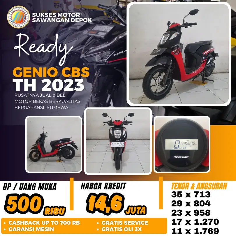 DP 500 BERGARANSI HONDA GENIO CBS TH 2023 UNIT ISTIMEWA BISA KREDIT