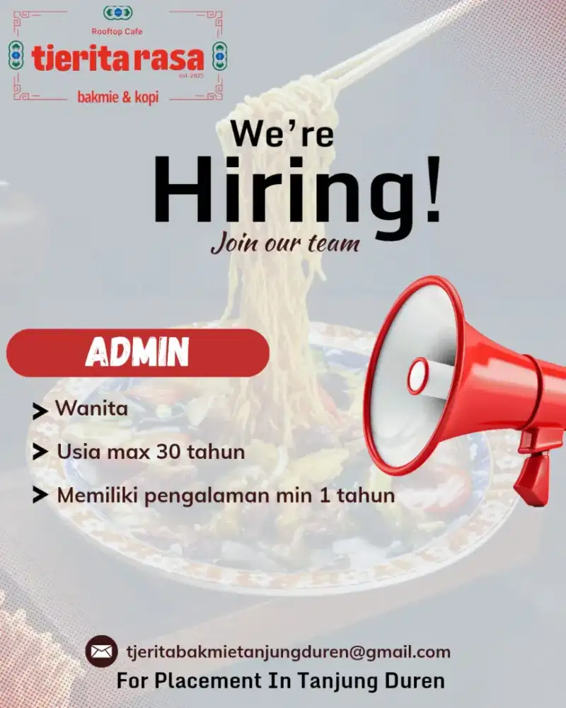 Dibutuhkan staff administrasi