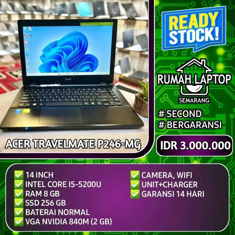 Acer Travelmate P246(second). Core i5-5200U. RAM 8 GB. SSD 256 GB. VGA