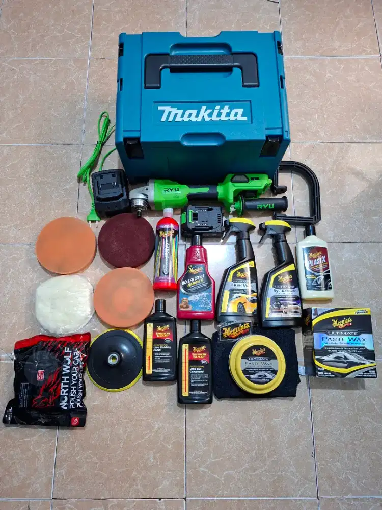 Paket Alat Poles RYU RCPO 150 Cordless Baterai+Full Meguiars with Box