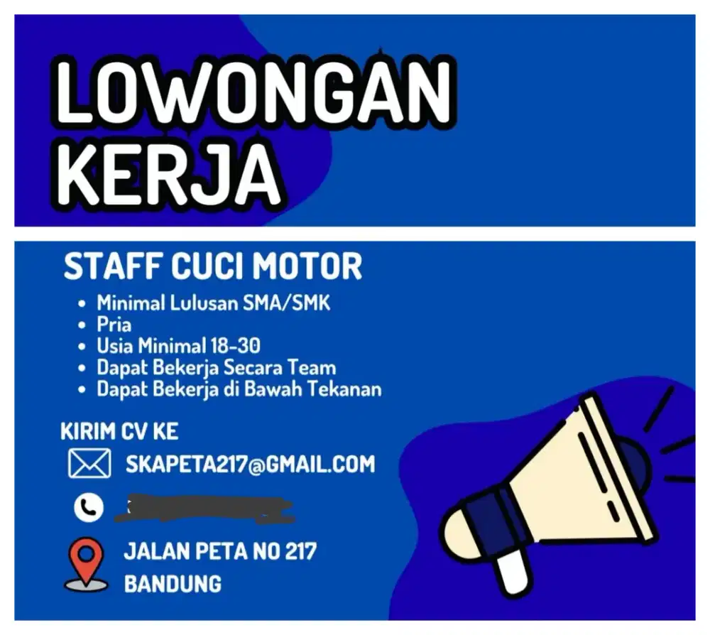 Loker STAFF CUCI MOTOR DI SKA MOTOR