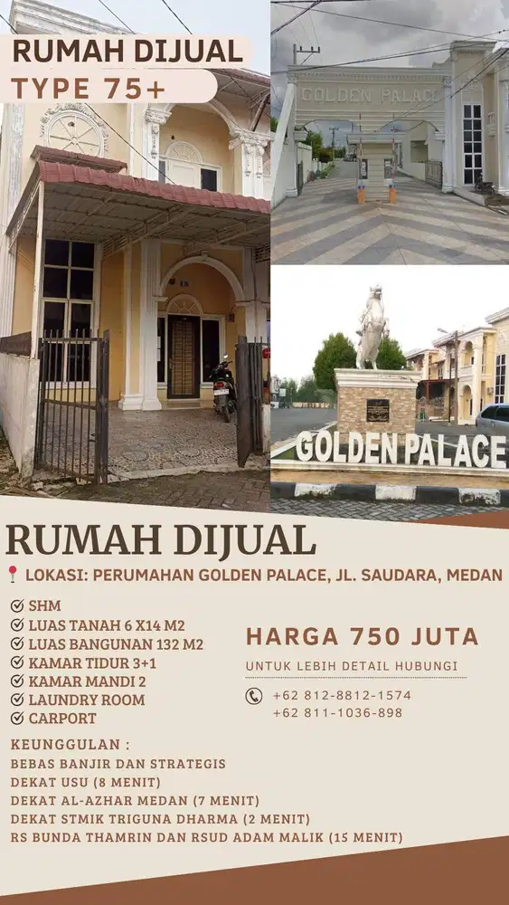 RUMAH DIJUAL di Komplek Golden Palace, Jaminan BEBAS BANJIR