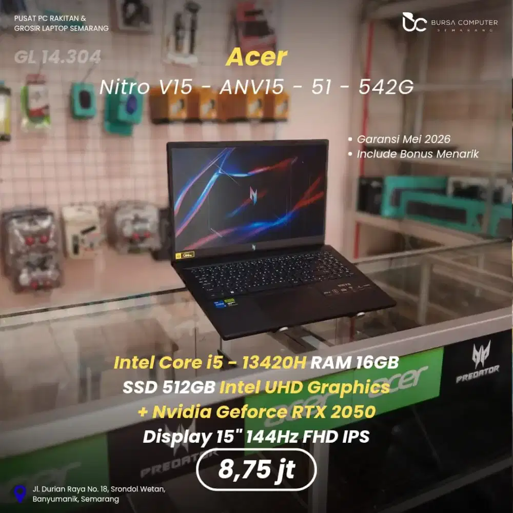 ACER Nitro V15-ANV15 | Core i5 13420H 16GB 512GB RTX2050
