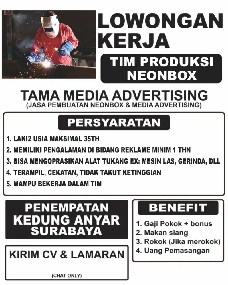 Dicari Tukang produksi Neonbox