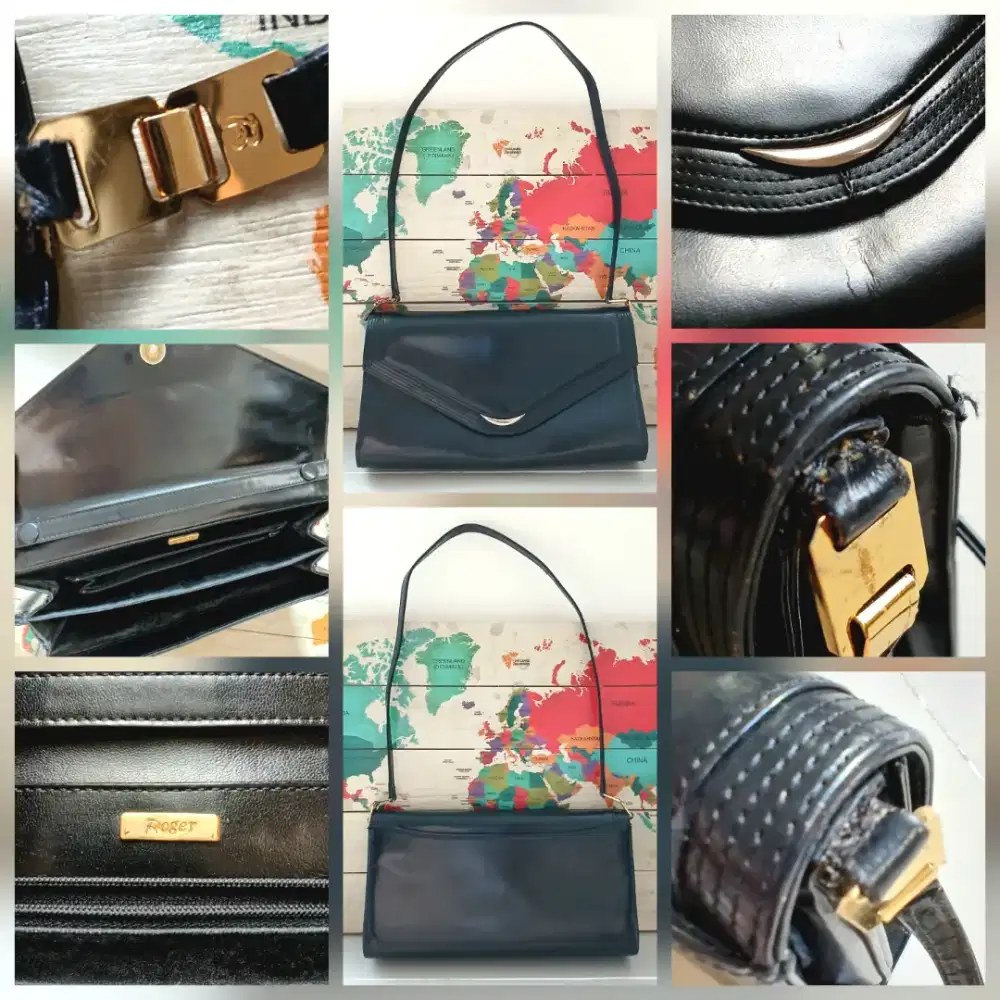 Tas fashion Tas bahu Clutch Roger, kulit asli, preloved