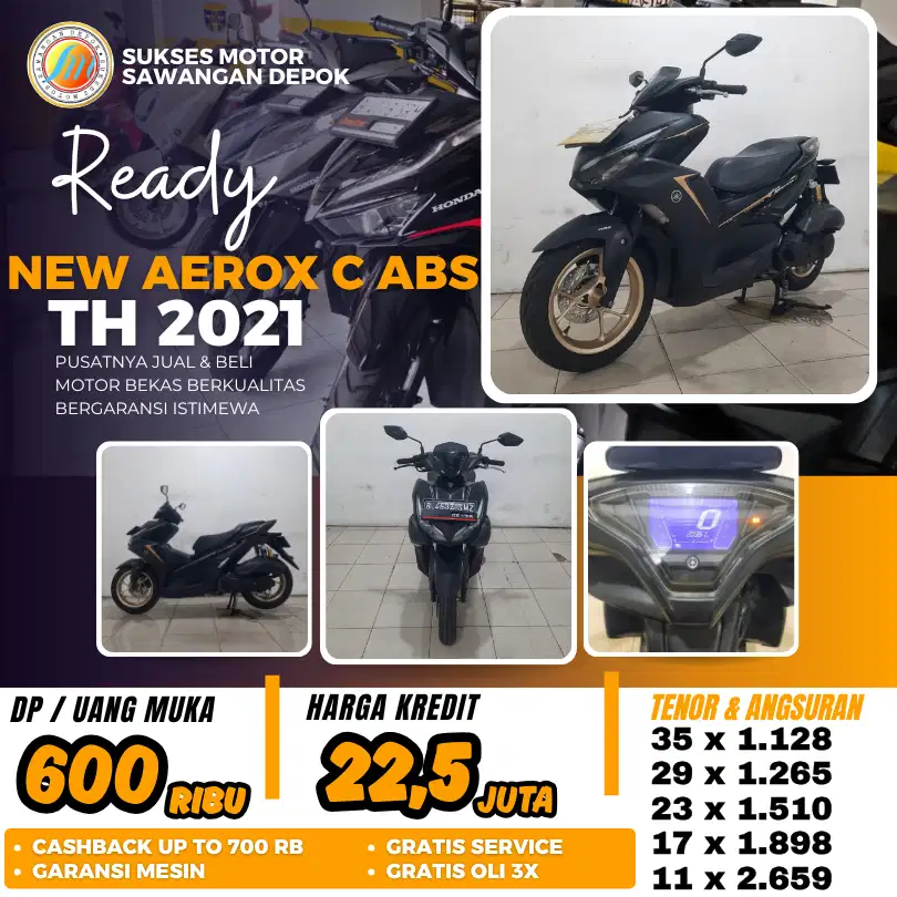 DP 600 BERGARANSI YAMAHA NEW AEROX CON ABS TH 2021 BISA CASH KREDIT