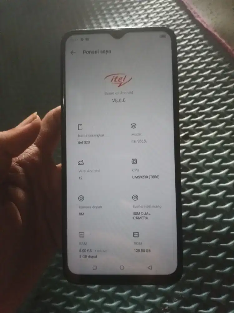 Itell s23 ram 8+8/128 hp casan tipe c