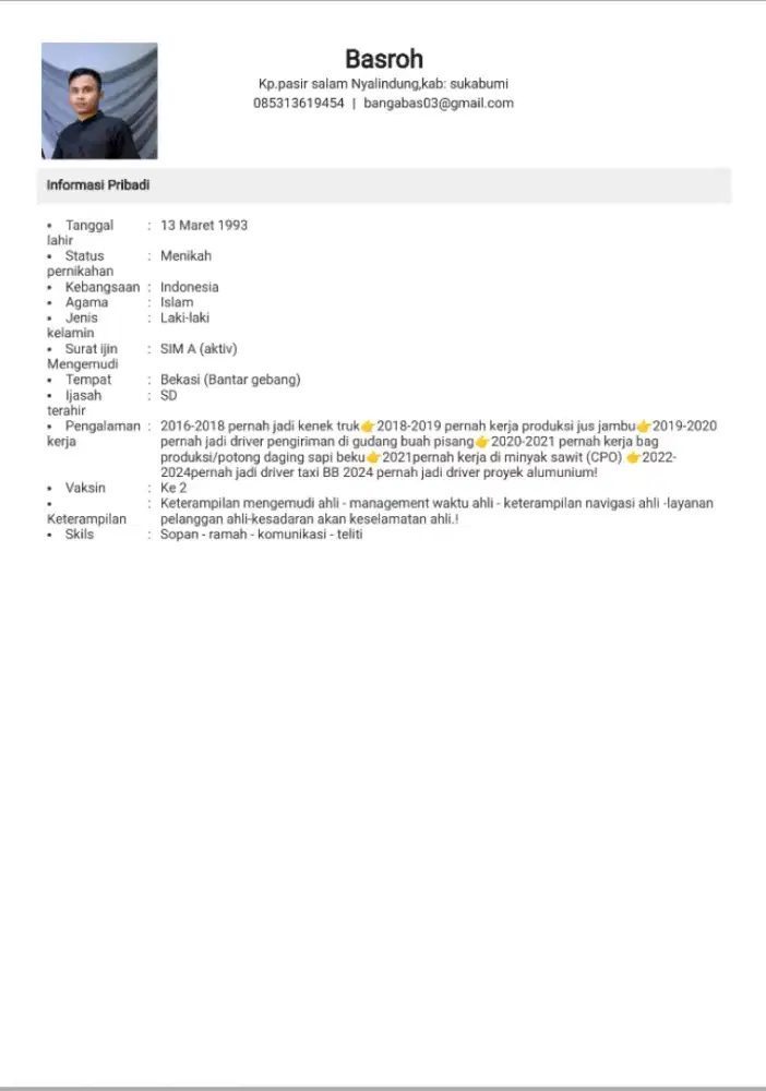 Mencari pekerjaan/frelance driver