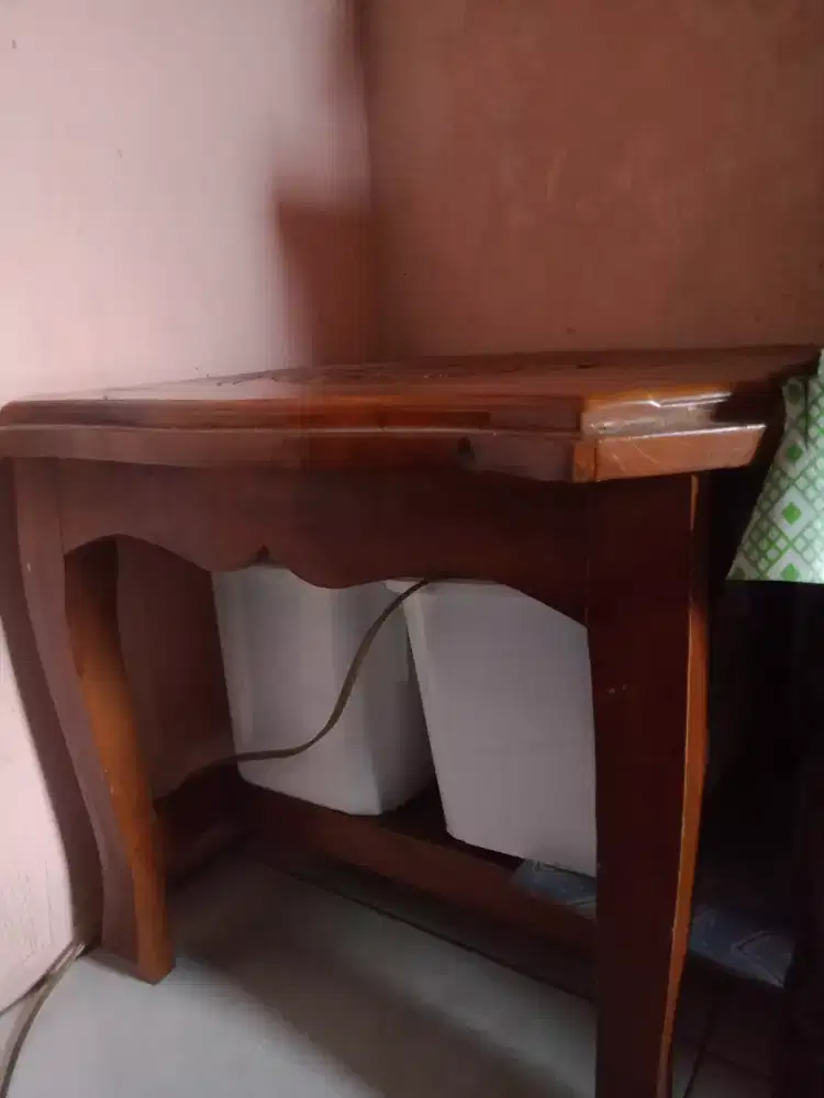 meja sudut jati asli