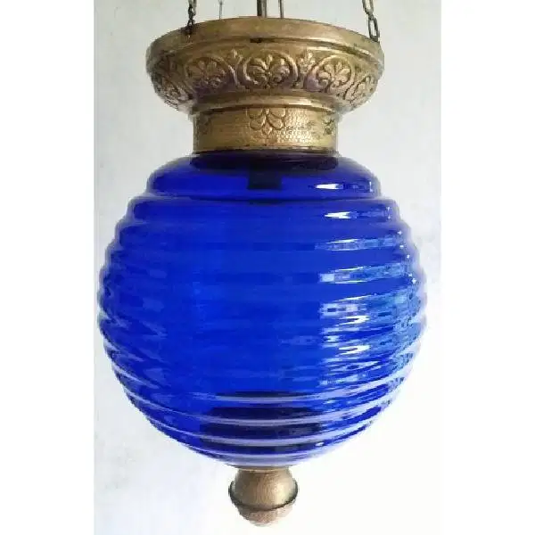 Lampu gantung antik vintage Astrolop kristal biru era kolonial