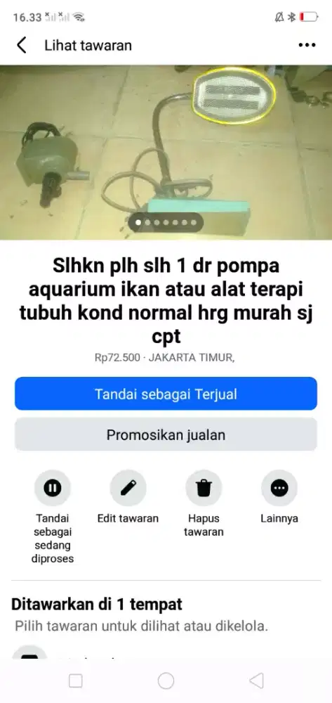 Slhkn plh slh 1 dr pompa aquarium ikan atau sblh nya kond hdp murah sj
