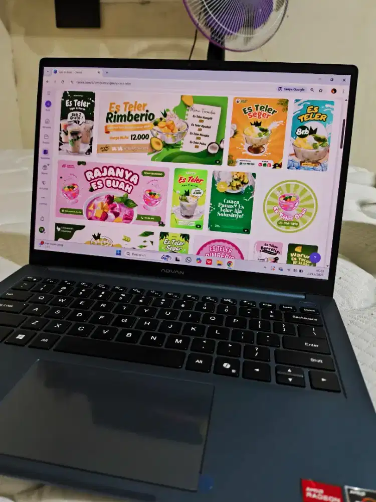 Laptop Advan Workplus Air Layar OLED 14 AMD Ryzen 5 7535 ngebut Mulus