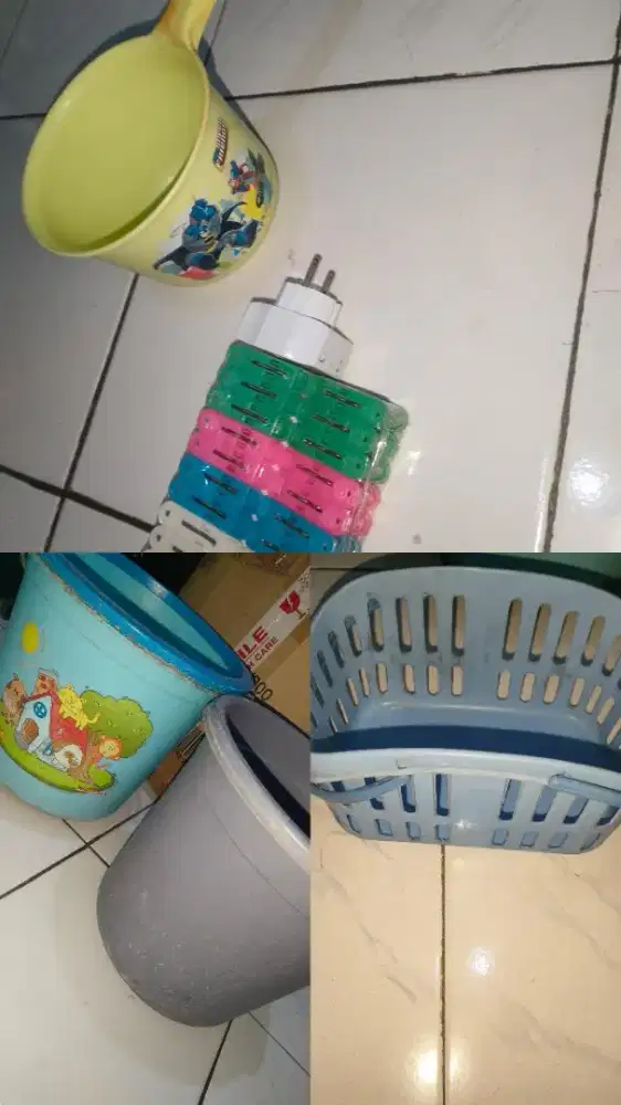 2 ember, gayung, adaptor dan jepitan