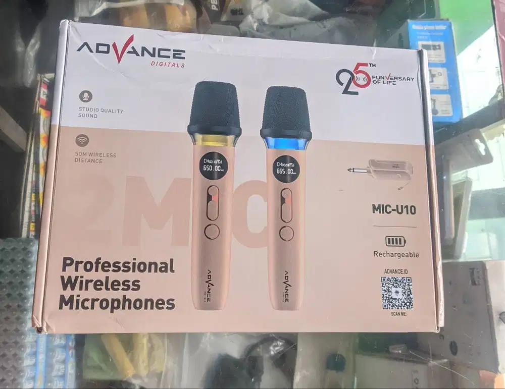 Advance Microphone Wireless Tanpa Kabel U10 Dual RGB