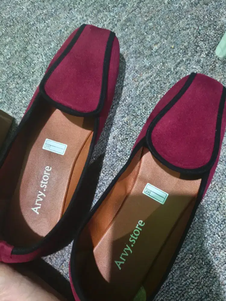 Flatshoes arvy.store maroon Burgundy
