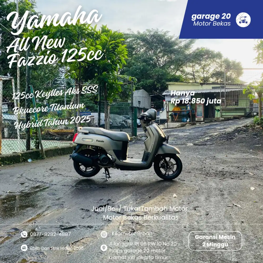 Yamaha Fazzio Lux 125cc Hybrid Keylles Aks sss Tahun 2025 Pajak Hidup