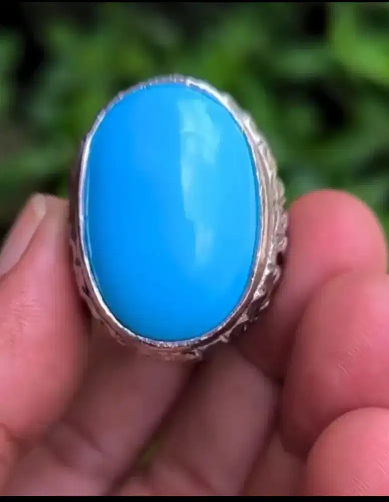 Batu Cincin Akik Permata Natural Turquoise Pirus Biru Polosan
