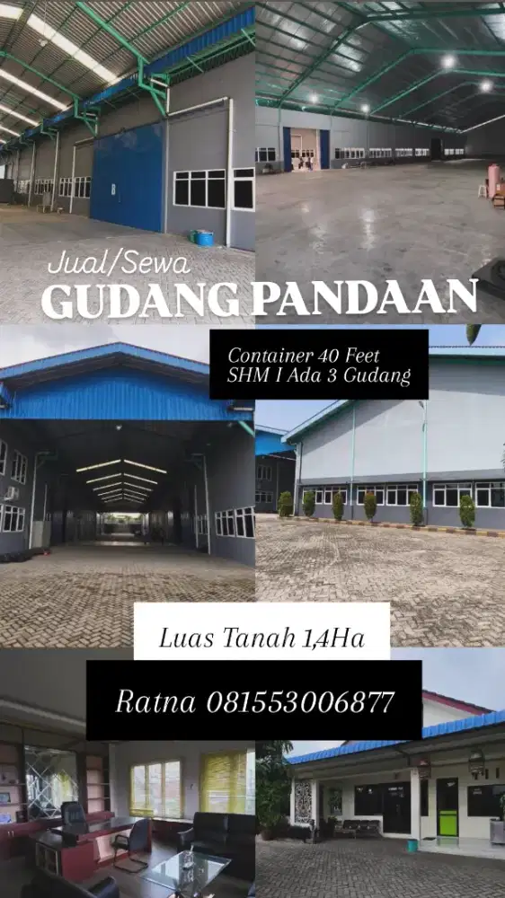 Dijual /Disewa Gudang Baru di Pandaan Jawa Timur