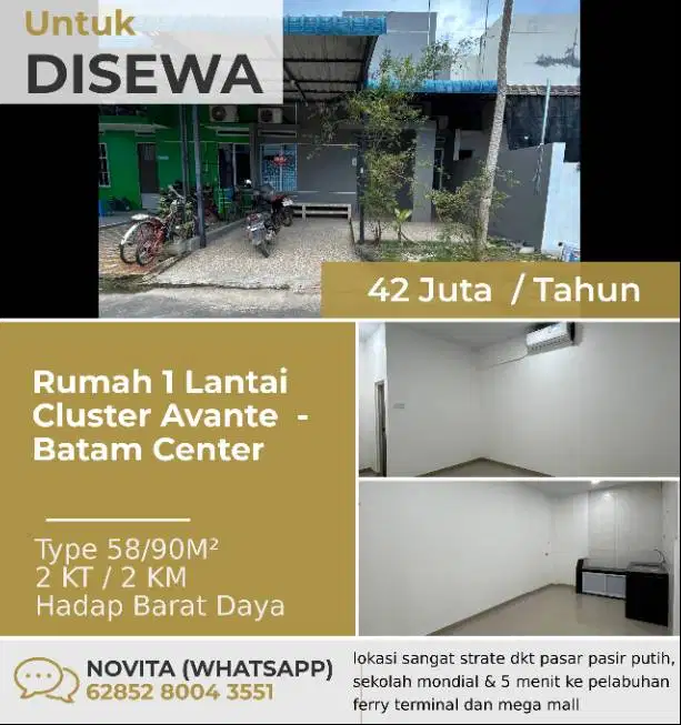 Rumah 1 Lantai Cluster Avante  - Batam Center