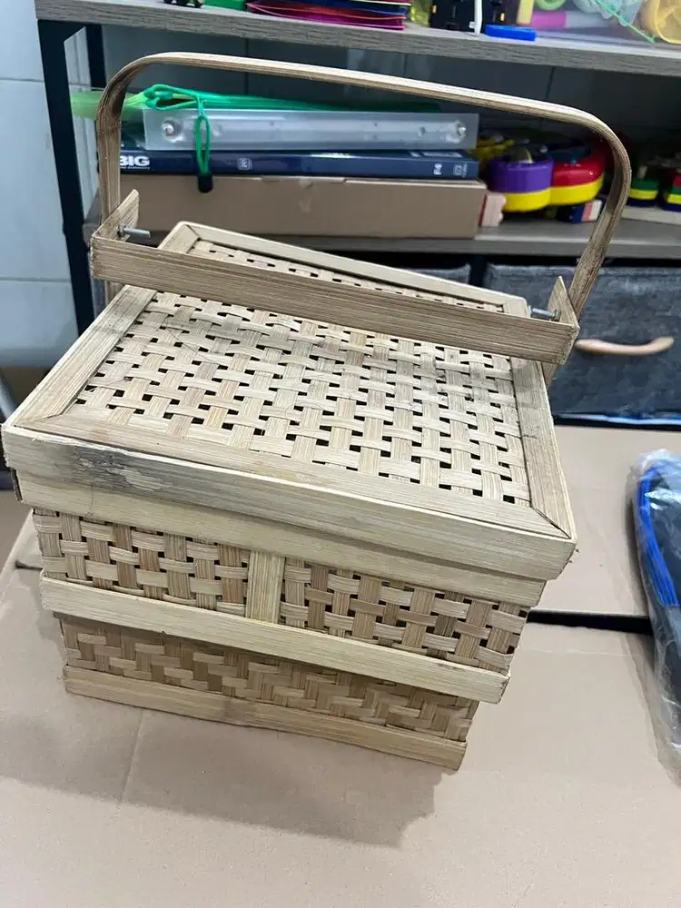 Keranjang Rotan Asli 2 tingkat