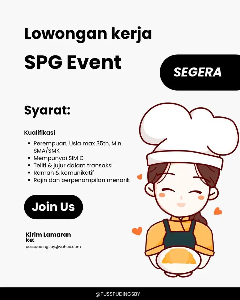 Dibutuhkan segera SPG penjaga minuman dessert