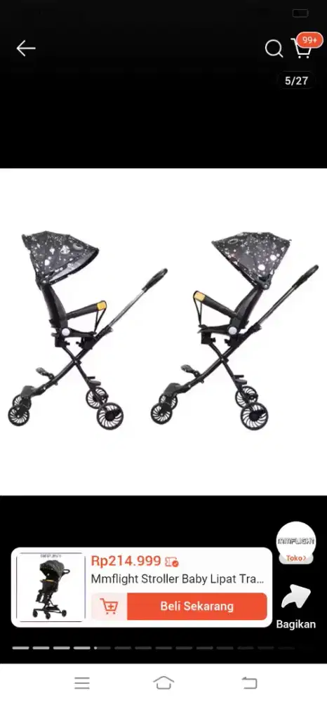 Mmflight stroller baby lipat travelling 2 arah 6 bulan - 5 tahun